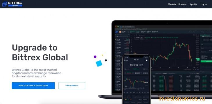 Главная страница биржи Bittrex Global